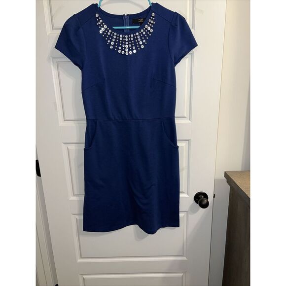 Alex Marie Floral Print Fit‎ & Flare Dress Blue Sz 6 Gorgeous! - Picture 1 of 2